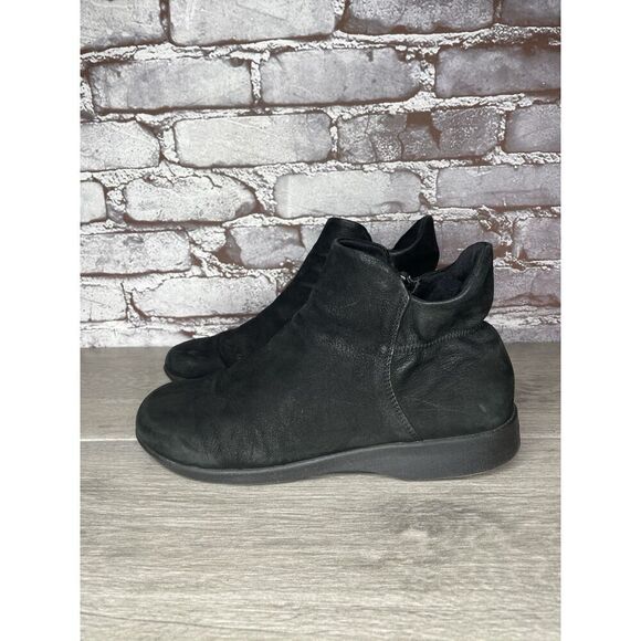 Arcopedico Black Nubuck Leather Side Zip Wedge Ankle Booties Women 40EU/9.5M US - Picture 1 of 16